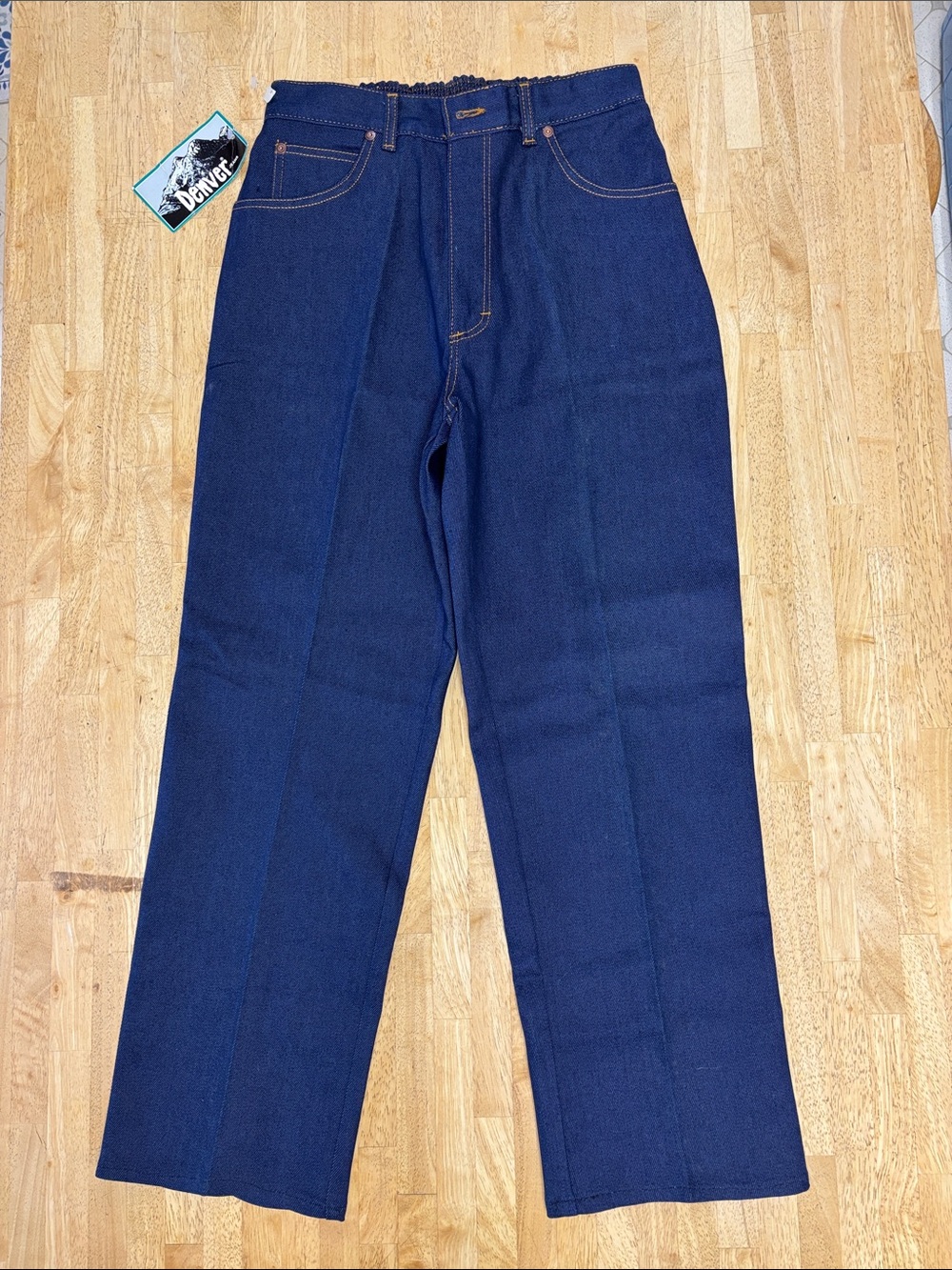 VINTAGE Denver Jeans High Rise Straight Leg 14 Short USA NWT NOS Crisp Denim